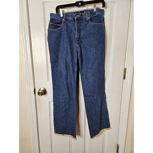 GAS Jeans Wear Co Vintage 80s Blue Jeans  floral Leg Opening  12x28 Straight Leg